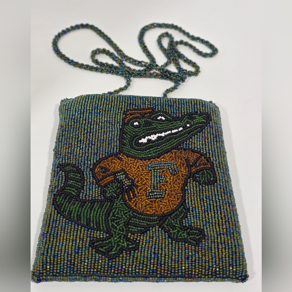 Vintage Florida Gators Beaded Mini Crossbody Bag UF Gator Novelty Purse Y2K Rare - Picture 6 of 8